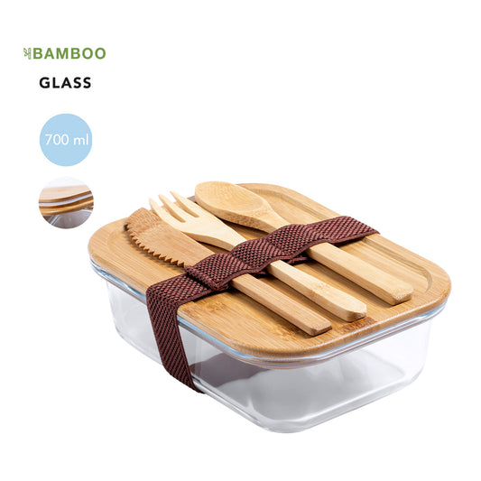 Fiambrera de Cristal y Bambú – 700 ml (Línea Nature)